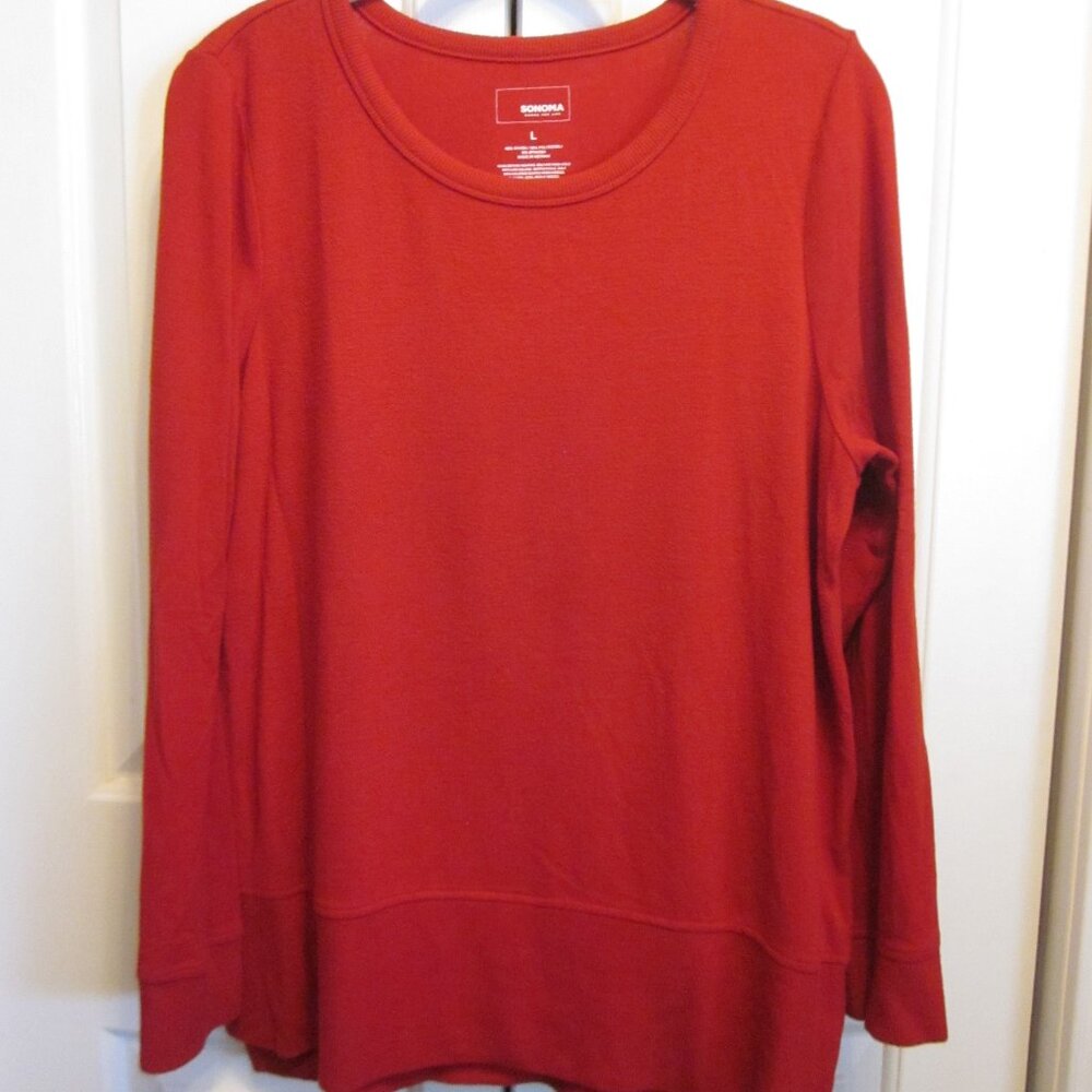 Sonoma Red Tunic Sweater Sz L